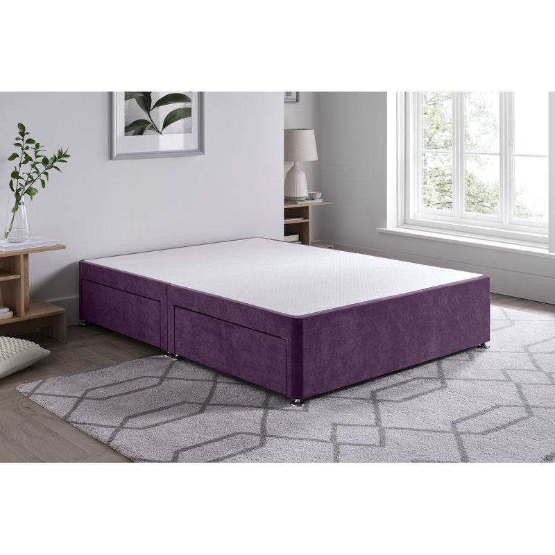 Naples Divan Bed Base, Purple, Double (4'6), No Drawers