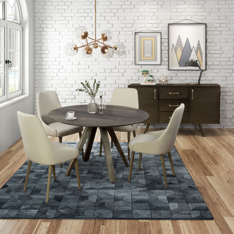 Drake Maple Round Solid Wood Dining Table, Gray, 29" H x 48" L x 48" W