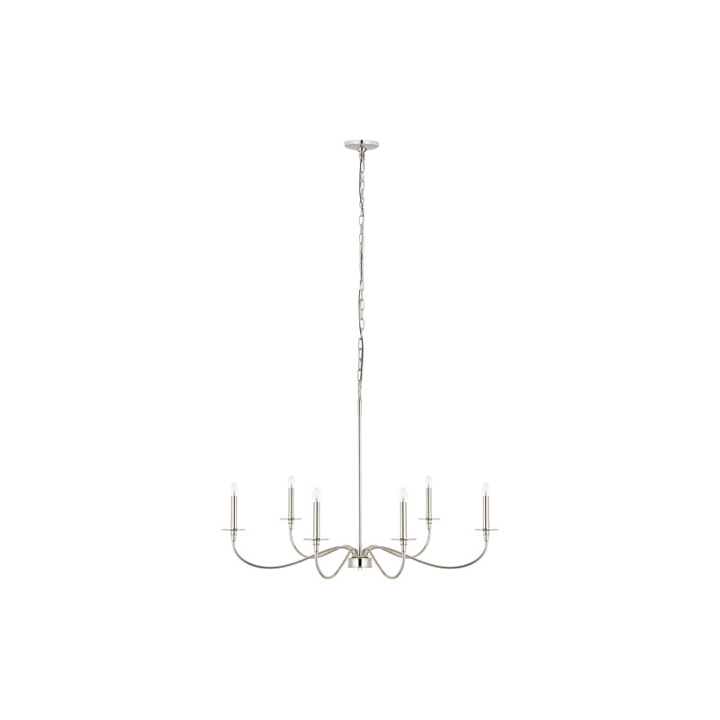 Ajmer 6 - Light Dimmable Classic / Traditional Chandelier, 29" H x 42" W x 42" D, Polished Nickel