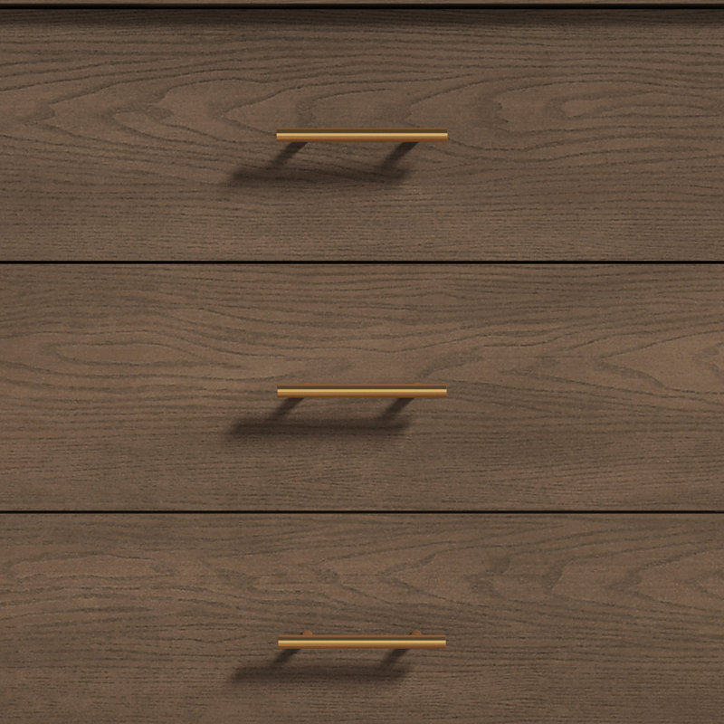 Mouton 31.3"W Modern 5 Drawer Chest, Dark Brown Oak