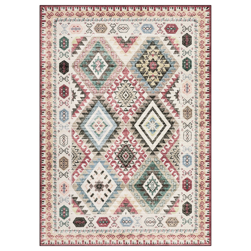 Washable Geometric Area Rug – Modern Rustic Style, Easy-Clean, Non-Shedding Carpet for Living Room, Bedroom, Kitchen, Dining, Nursery, Farmhouse