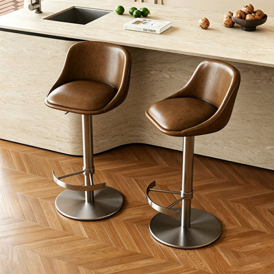 Chaise d'appoint à dossier brun et argent massif (ensemble de 2)