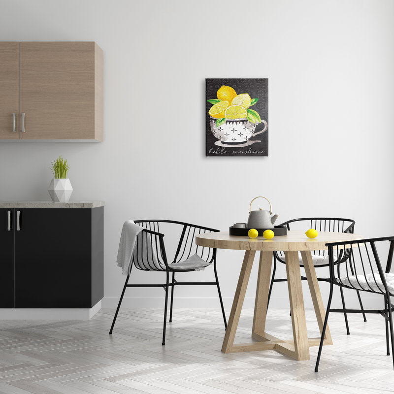 «Hello Sunshine Lemons in Teacup», art mural sur toile par ND Art, H 20 po x l 16 po x P 1,5 po