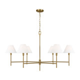 Chapman & Myers Ridgewood 6 Light Dining Room Chandelier With White Linen Shade