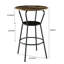 Table de bar ronde et 2 tabourets rembourrés, couleur marron rustique, combinaison de métal et de bois, pour un repas décontracté à la maison, style antique, 61 cm de profondeur x 61 cm de largeur, divertissement