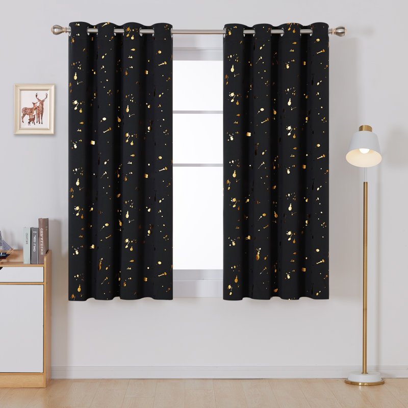 Paire de rideaux Girlie, Noir, L 52 po x L 95 po