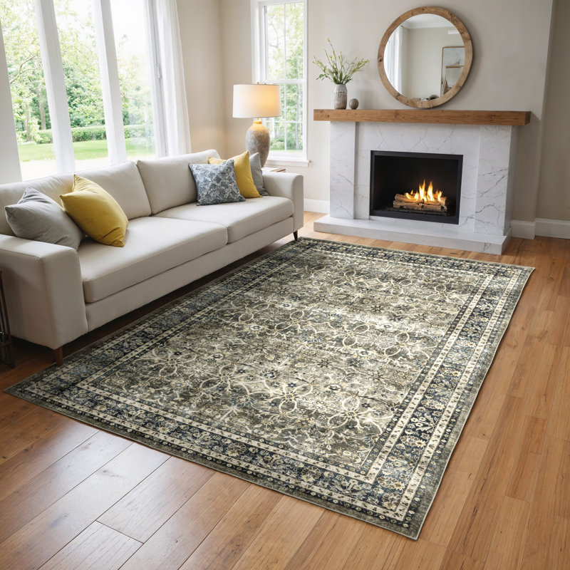 Waxman Vintage Bordered Machine Woven Oriental Area Rug Mat , Rectangle 7'6" x 10'