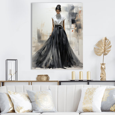 Minimaliste noir et blanc chic robe III - Dior Wall Art