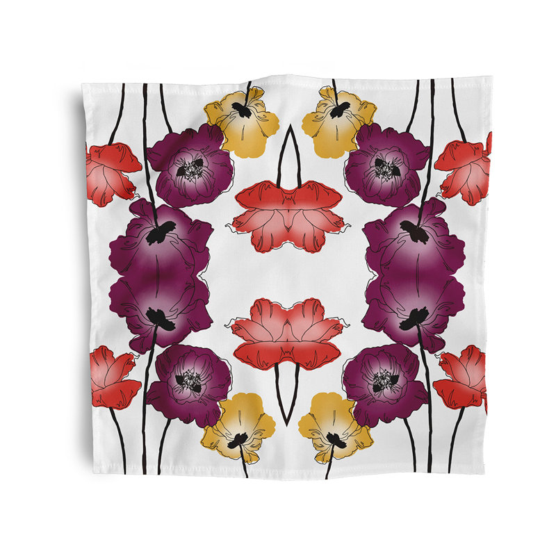 Chavalier Polyester Floral Square Napkin, Purple