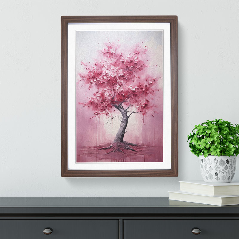 Cherry Blossom Tree Gestural No.3 - Framed Print, 46cm H x 34cm W x 2cm D, Walnut Framed