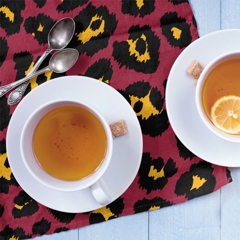 Tea Towel Kitchen Towel, Polyester, Red/Black/Yellow