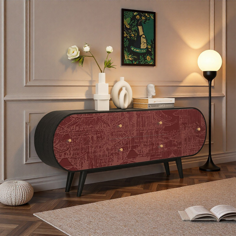 Walnut Sideboard with Double Shelves