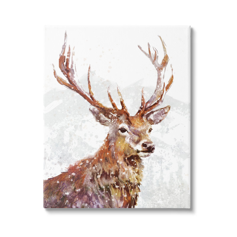 Peinture sur toile Winter Deer Mountain Snowfall, H 40 po x l 30 po x P 1,5 po
