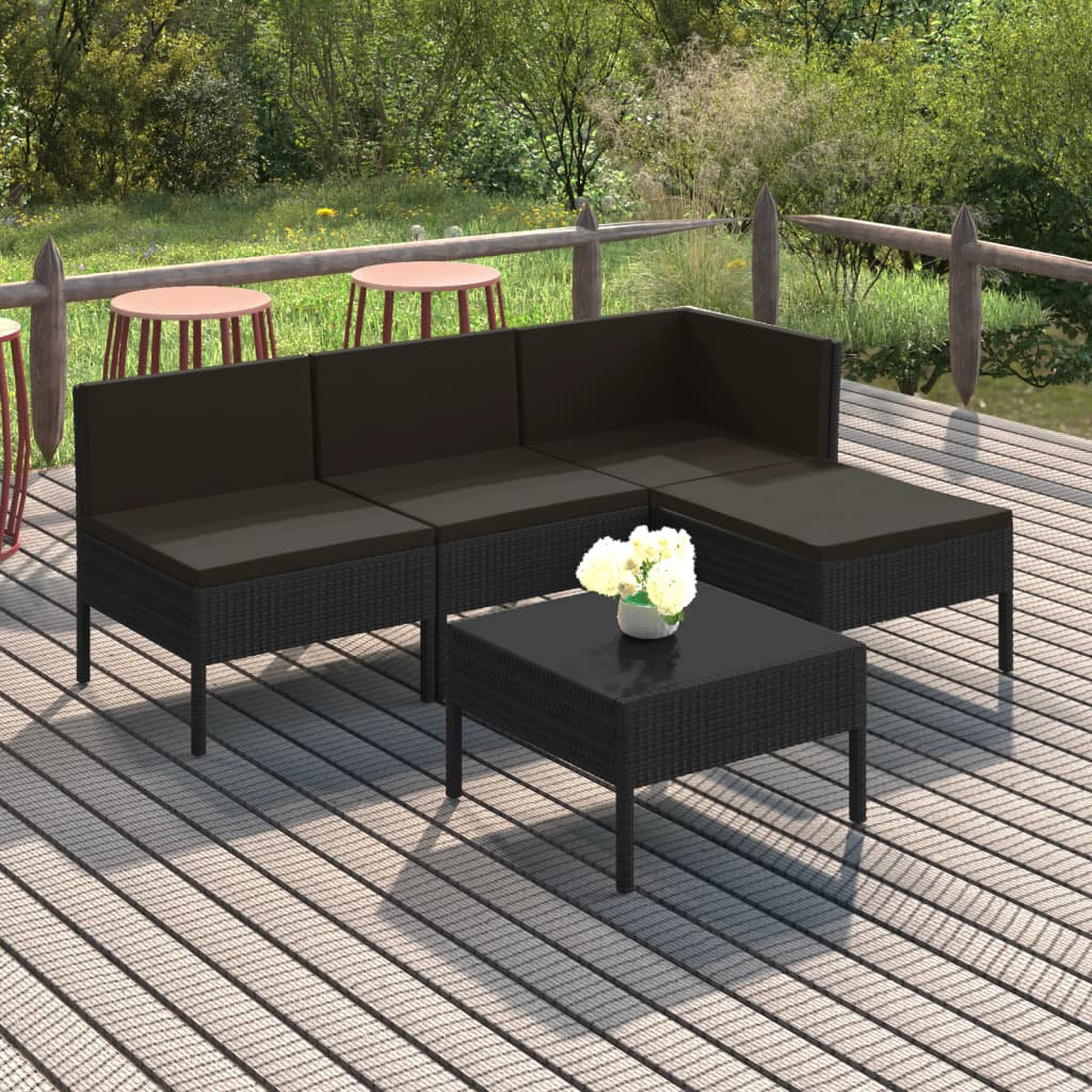 4-Sitzer Lounge-Set Jeslynn aus Polyrattan mit Polster