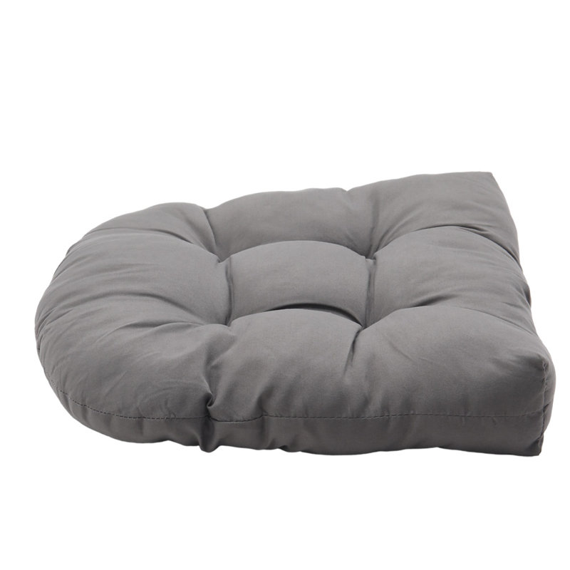 2Pcs Outdoor Tufted Chair Cushions, Light Grey