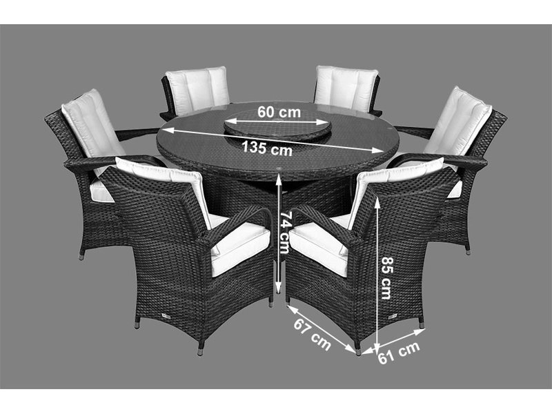 Harpenden 6 - Person Wicker Patio Dining Set with Round Table , Cushions Included