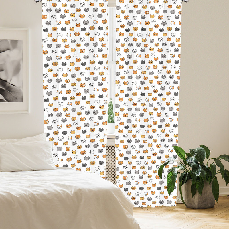 Panneaux de rideaux semi-transparents avec passe-tringle Kitten, 28 po x 63 po