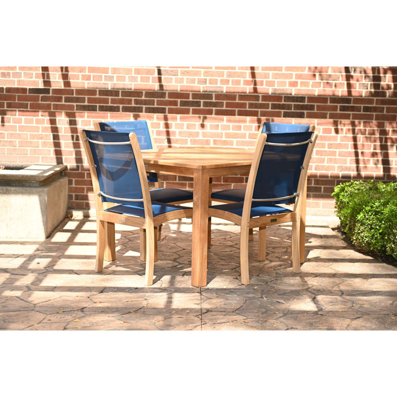 Riviera Teak Outdoor Sling Stacking Dining Chair, Black