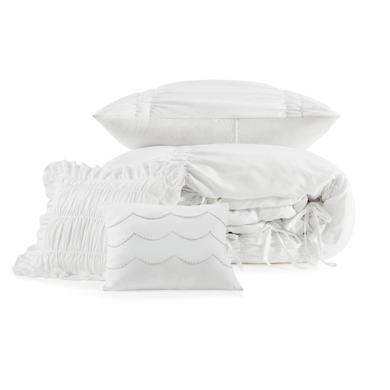 4 Pieces  Comforter Set, White