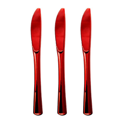 Shiny Metallic Red Plastic Knives