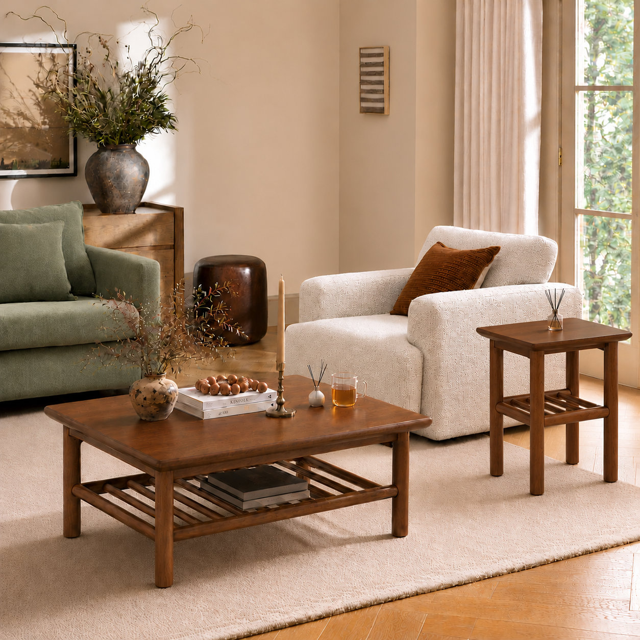Pope 32" Square Coffee Table, Dark Walnut