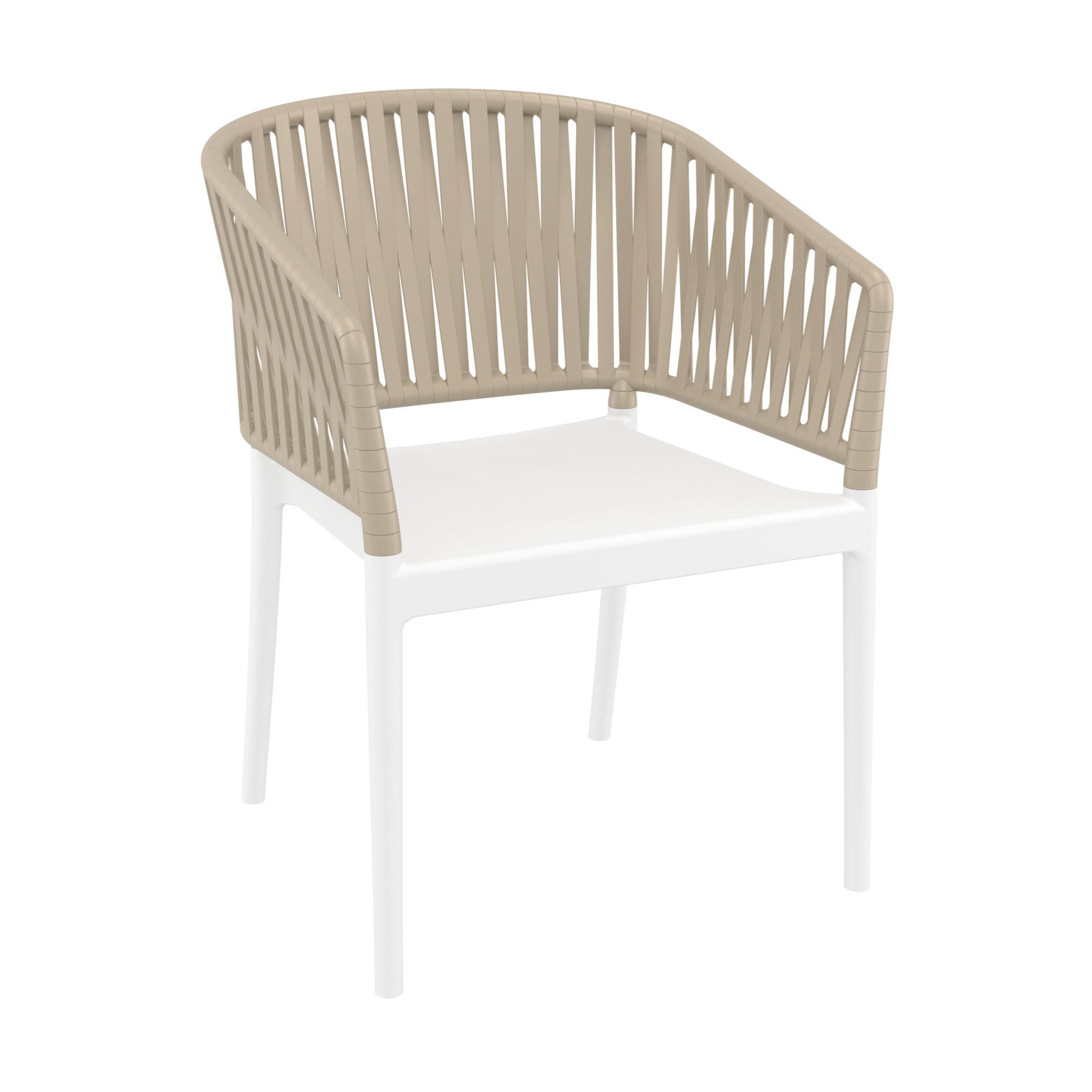 Newport Outdoor Stacking Dining Armchair, Taupe/White