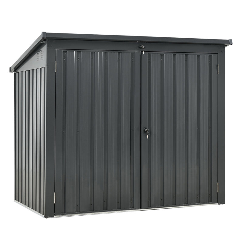 La poubelle contient 2 poubelles en métal pour le rangement des ordures, en acier inoxydable galvanisé, une remise pour la cour de jardin