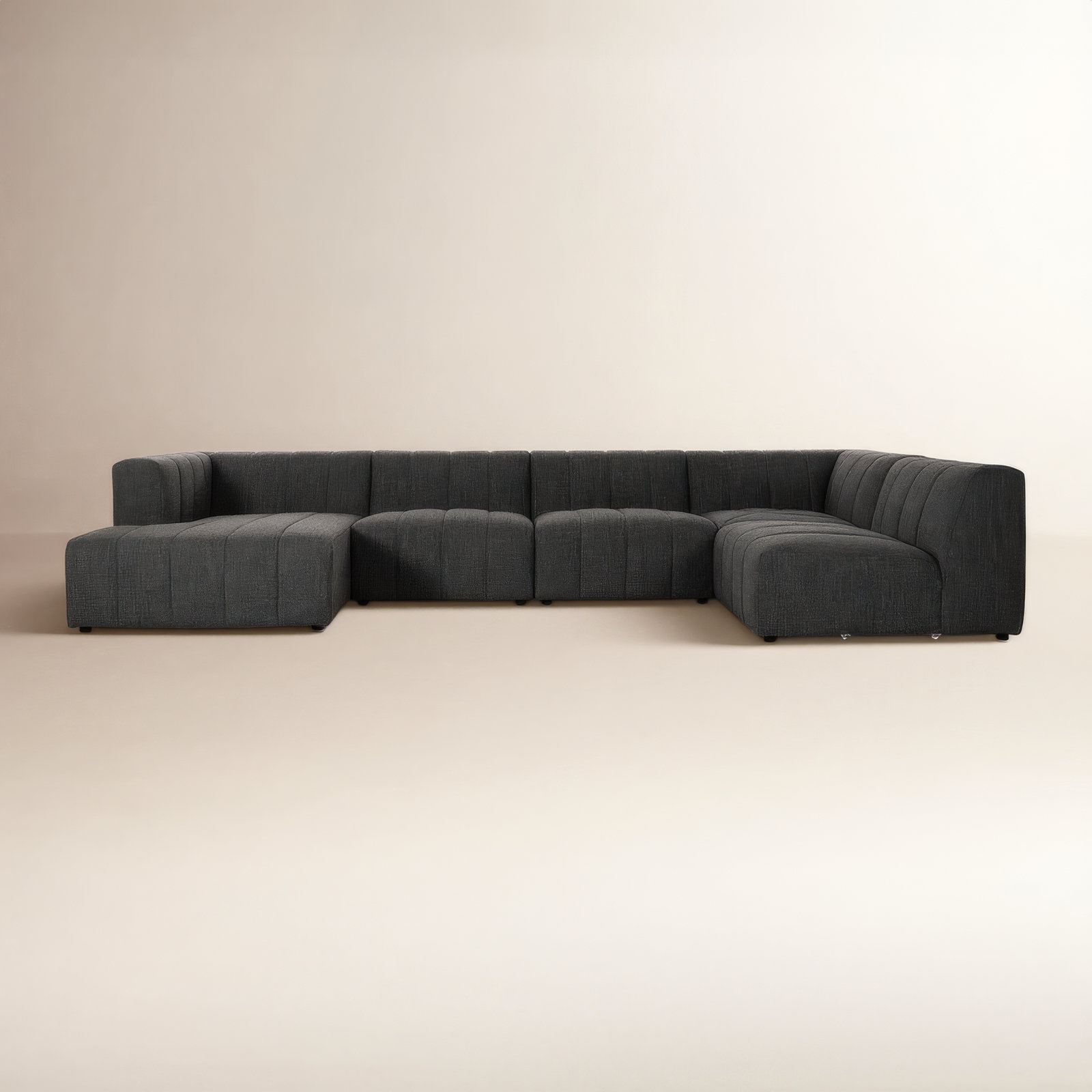 Bowry Modular Sectional, Left Hand Facing, Saxon Charcoal Polyester Blend