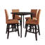 Ensemble de salle à manger 5 pièces à hauteur de comptoir rond avec chaises coussinées en lin, orange-1785820521