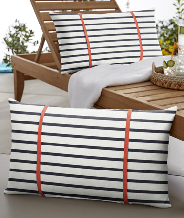 Stonebrook Striped Sunbrella® Indoor/Outdoor Reversible Throw Pillow