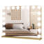 60x80 Makeup Mirror with Charging, 3 Color Light Large Mirror with 18 dimmable LED Bulb-122910780