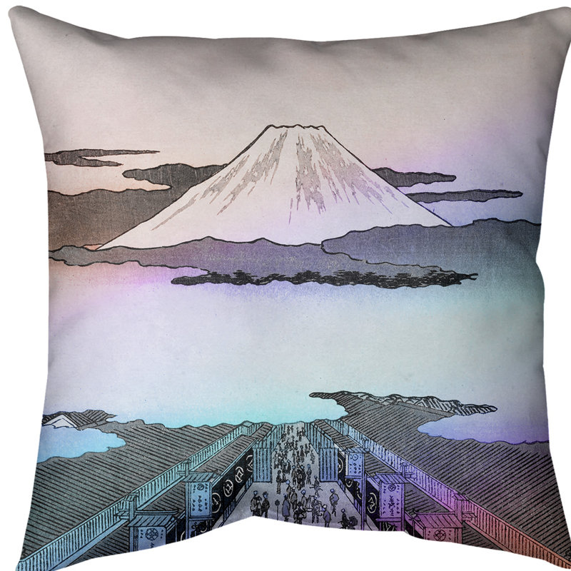 Housse de coussin suruga-cho, 20 po x 20 po, Bleu / Rouge, Sergé de coton