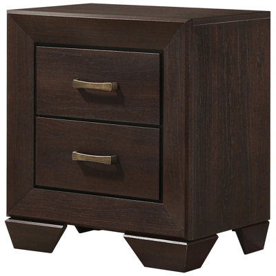Table de chevet foncé 2, de forme rectangulaire pour la chambre à coucher, cadre et cuivres amplement essentiels en cuivre foncé, attrait naturel