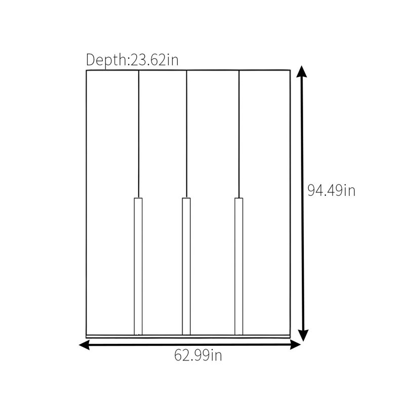 Classic Simple Walnut Color Wardrobe, 94.49" H x 62.99" W x 23.62" D