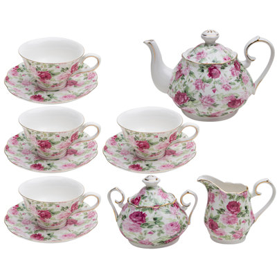11 Piece Summer Rose Chintz Tea Set