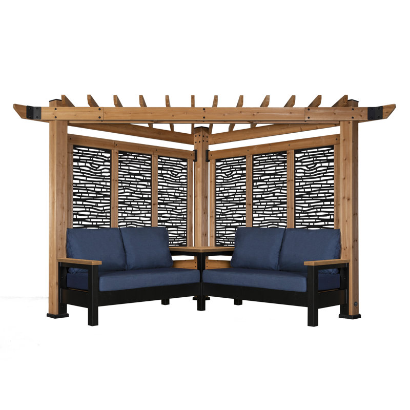 Pavillon de jardin permanent en métal L 9,5 pi. Pergola en bois massif