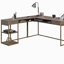 Bureau en L avec rangement ouvert, finition brune-889529807
