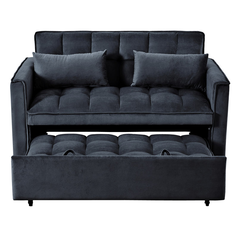 3 In 1 Convertible Sleeper Sofa Bed, Black