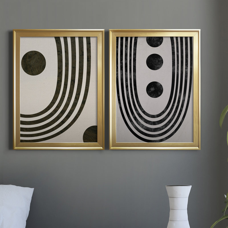 «Tubular Abstract I», reproduction encadrée de qualité supérieure, prête à être accrochée, H 24,5 po x l 37 po x P 1,5 po, Or
