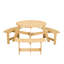 Table de pique-nique pour 6 personnes avec trou pour parasol et 3 bancs intégrés - Étanche, imperméable, bois naturel pour l'extérieur, bancs spacieux, porche de jardin-262383363