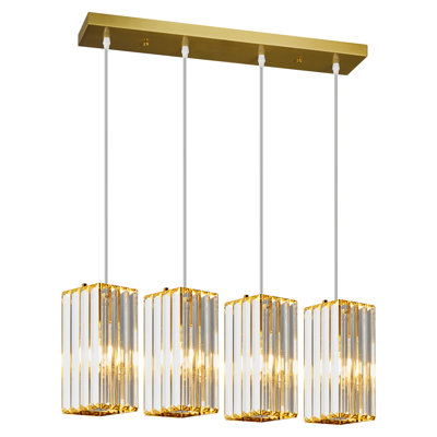 Luminaire suspendu moderne Luminaire suspendu rectangulaire Mini lustres en cristal Luminaire suspendu réglable pour îlot de cuisine Salon