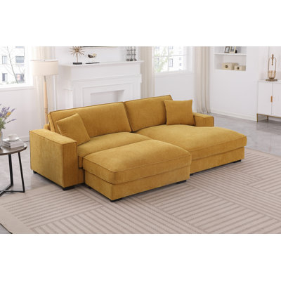 Chira Upholstered Wide Seat Sofa Chaise Sectional with Ottoman