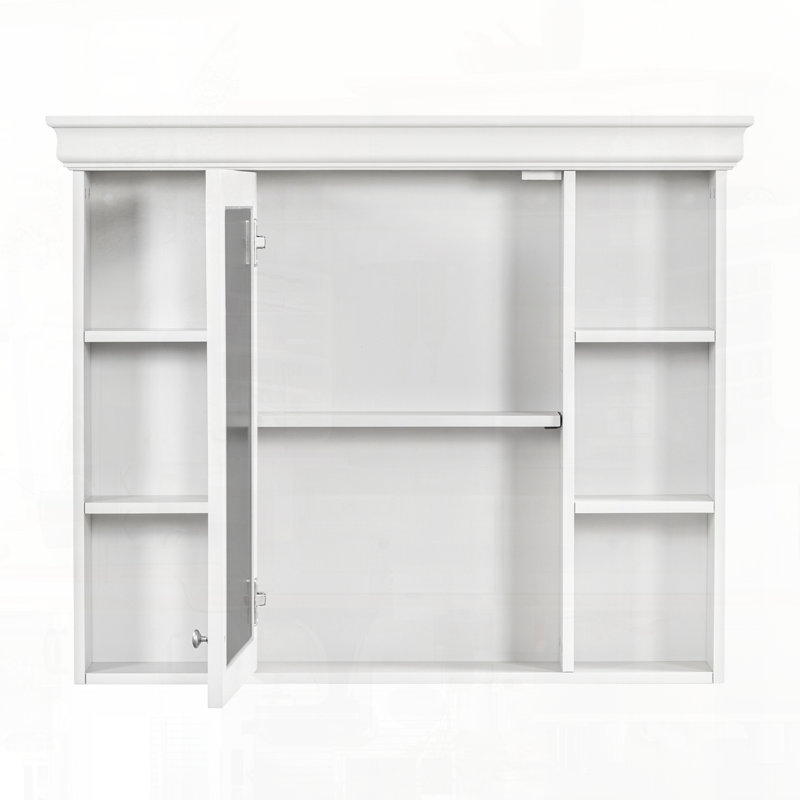Meuble-lavabo moderne en bois massif avec armoire à pharmacie et tiroirs, Blanc