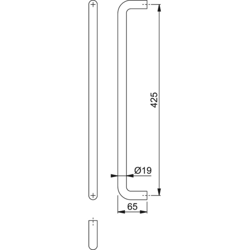 Amarey Bolt Through Fix Pull Handle, 42.5cm H x 1.9cm W x 6.5cm D