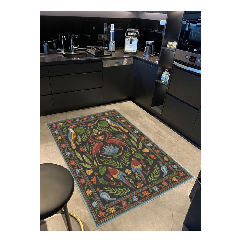 Tapis lavable à la machine Tropical Toucan, Sous-tapis rectangulaire 3 pi 11 po x 5 pi 11 po i