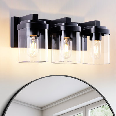 3 mur moderne avec verre noir mat et transparent, à intensité variable, parfait pour la salle de bain