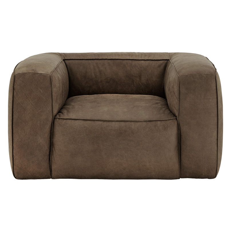 Dupo 48" Wide Genuine Leather Armchair, Brown Genuine Leather
