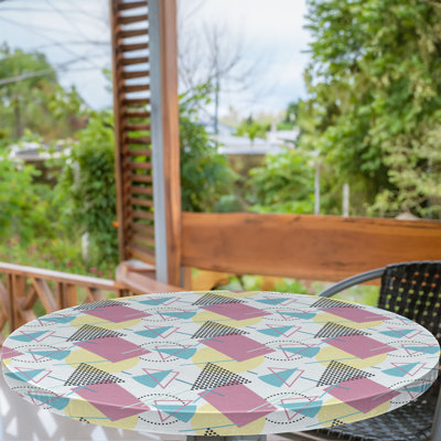East Urban Home Retro Fitted Round Tablecloth Multicolor