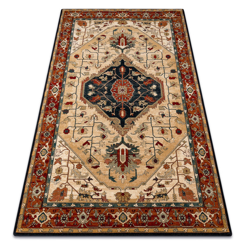Auberge Oriental Wool Area Rug, Rectangular 100 x 150cm, Red