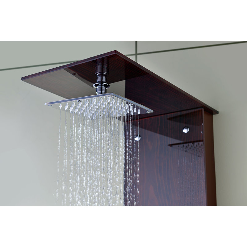 Mahogany and Chrome 61'' Adjustable Shower Panel with Body Jets